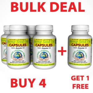 5 Bottles of hemp seed oil capsules deal. Buy 4 and get 1 free